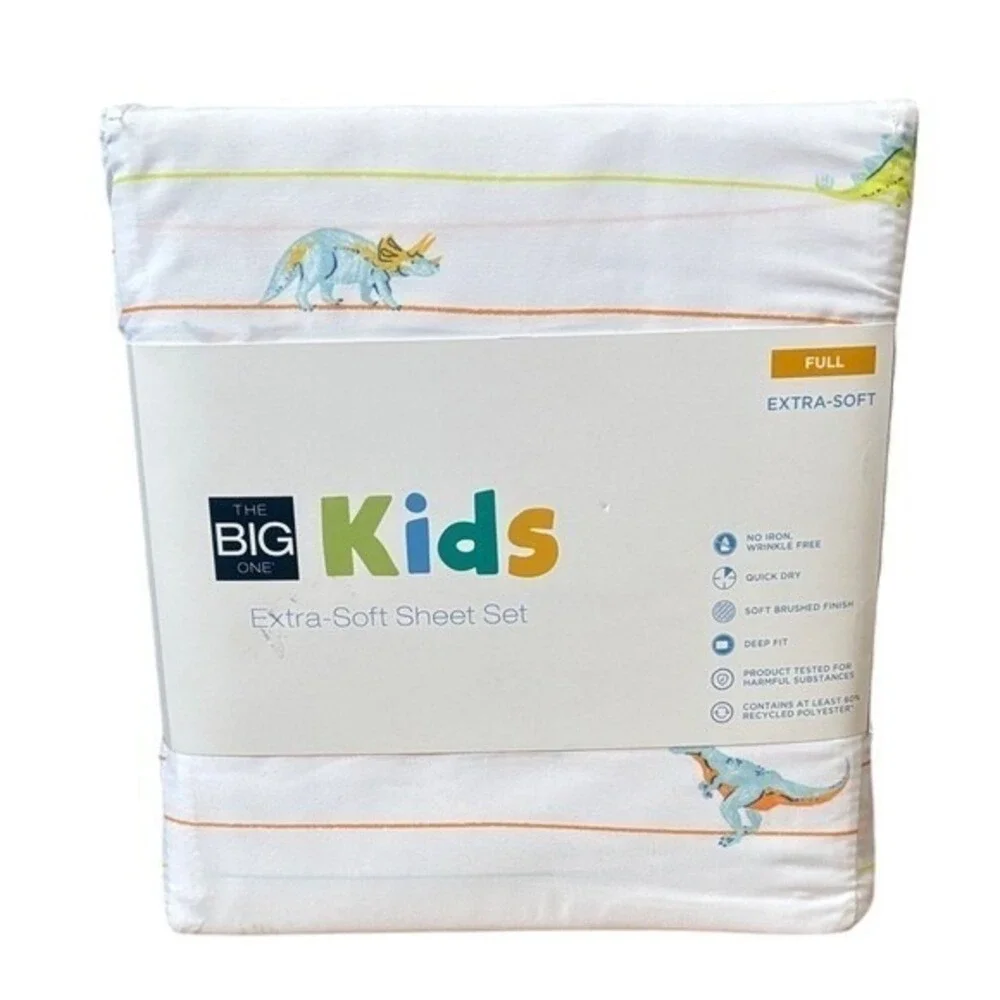 The Big One Kids Dinosaur Reversible Quilt Set Queen/Full & Full Sheets NWT